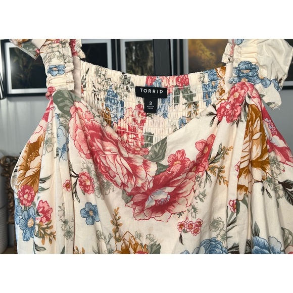 Torrid Plus Size Maxi Challis Ruffle Strap Tiered Dress in Lush Floral Dew - Picture 9 of 11